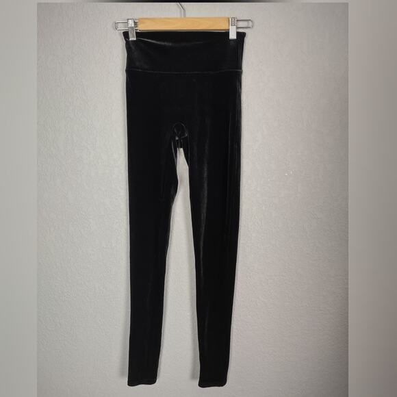 Spanx Velvet Velour Black Skinny Pull On Stretchy Pant Leggings Size Small - Picture 2 of 12